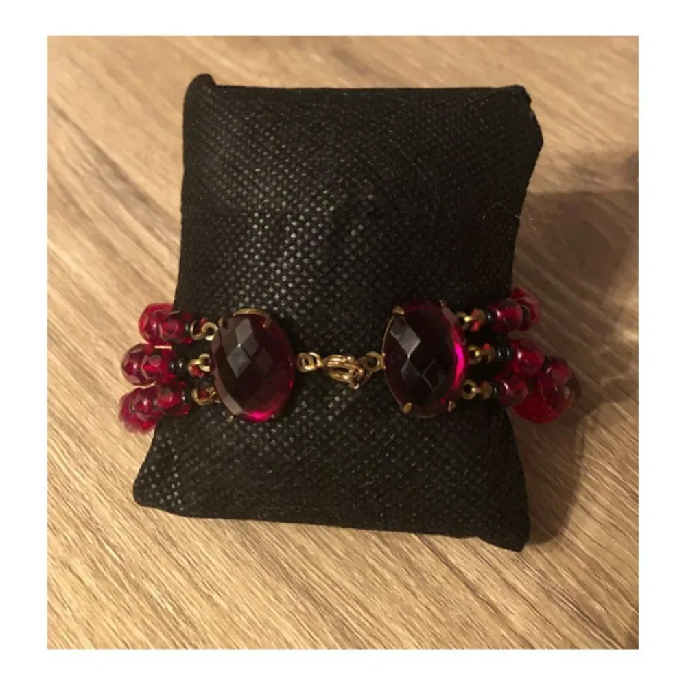 Dark red romantic goth/gothic 3 layers bracelet